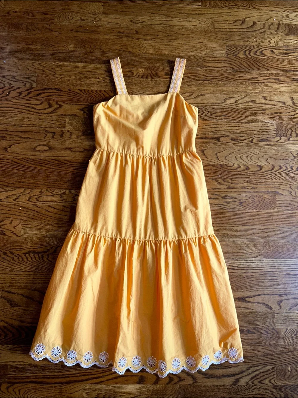 J.Crew Factory Eyelet HemMidi Dress Size 2 Cottagecore Coastal Grandmother